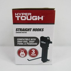 Hyper Tough Straight Hooks 3 Pack Tool Organizing Compatible Snap Panel Pegboard