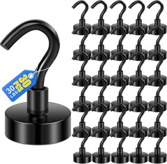 30 pack Magnetic Hooks，30Lbs Magnets with Hooks for Cruise, Black Magnetic Hooks