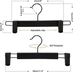 40 Pcs 12-Inch Plastic Skirt & Pants Hangers with Non-Slip Clips and 360° Hooks
