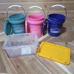 Lowe’s Teeny Tote Mini Storage Container & Lowes Tiny Bucket w/Lid NEW HTF