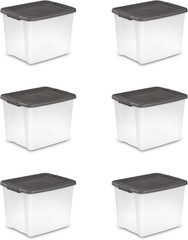 50 Qt Stackable Storage Bins with Latching Lid – 6-Pack for Organizing