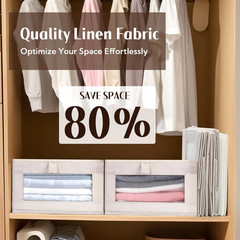 10 Pack Foldable Linen Closet Organizers with Clear Window for Easy Storage