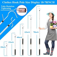 Frebuta Clothes Hook Pole Heavy Duty,32 to 80In Retail Clothing Hook Pole Lon…