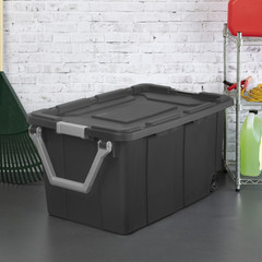 Sterilite Extra-Large Wheeled Industrial Storage Bin 40 Gal Gray, 2 Pack