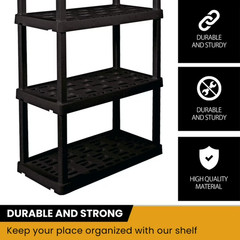 Hyper Tough Plastic Storage Shelves Garage Shelving Unit 5-Tier 73.80″H x 17.75″