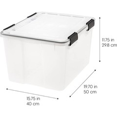 IRIS USA 47 Qt Storage Bins Plastic Gasket Box w/ Latching Lids, 2 Pk(Open Box)