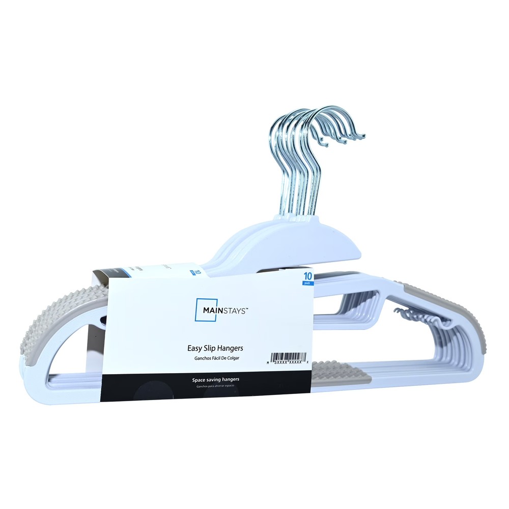Plastic Hangers, Easy Slip Clothing Hangers, Non-Slip 10 Count, Adult, Arctic