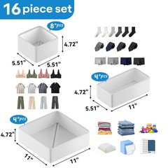 Vegan Leather Drawer Organizers,16 Pack Makeup Storage boxes,Vanity Drawer Lu…