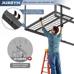 3X6FT Overhead Garage Storage Rack, 26″-40″ Height Adjustable Garage Ceiling Sto