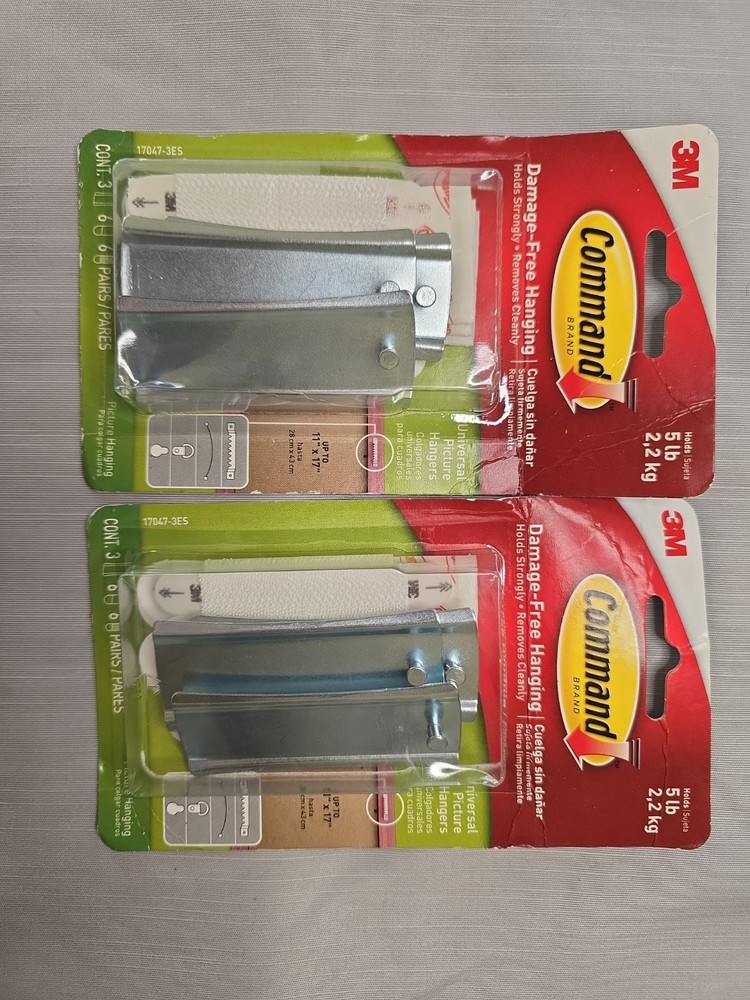 2 Pack 3M Command Universal Picture Hangers 5lb Damage Free Hanging Strips New