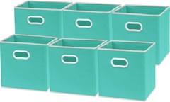Versatile 11-Inch Foldable Fabric Storage Bins, 6-Pack in Turquoise for Home Use