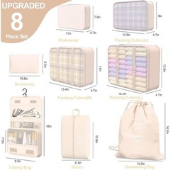 Travel Packing Cubes Durable Organizers Lightweight Luggage Bags Set 8 Pcs New