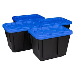 12 Gallon Storage Bin Container 4- pack, Heavy Duty, Lids, Greenmade 5 Color NEW