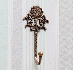 ANTIQUE BRASS HOOK WALL MOUNT COAT JACKET HOOK