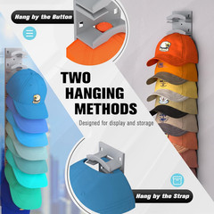 Hat Organizer for Baseball Caps 2Pack, Hat Rack for Wall with Strong Adhesive