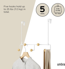Estique over the Door Coat Rack & Multi-Use Organizer, for Coats, Bags, Hats & M