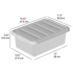 2 Pack 14 Quart Medium Storage Bins SeeThrough Organizing Box Latches