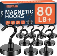 10 Pack 80LBS Heavy Duty Strong Magnetic Hooks- Neodymium Magnet Hook for Han…
