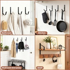 Wall Hooks for Hanging, Large Coat Hooks Wall Mount, Heavy Duty Screw in Metal H