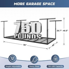 4X8FT Overhead Garage Storage Rack, 26″-40″ Height Adjustable Garage Ceiling …