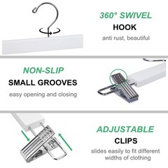 10 Pack 14.17″ Solid White Wooden Pant Skirt Hangers Bottom Hangers for Slack