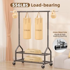 Heavy Duty Rolling Clothes Rack, Adjustable Metal Hanger, 556 LBS Capacity, Port