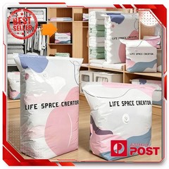 No-Pump Vacuum Storage Bags – Press & Seal Space Saving Compression – Reusable