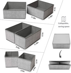 Organizador plegable para ropa interior con divisores 6 compartimentos gris
