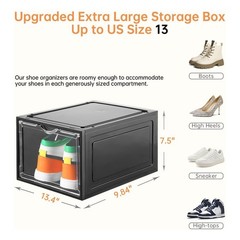 Upgraded X-Large Shoe Storage Box,12 Pack,Shoe Box Clear Plastic Stackable,Dr…