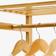 Freestanding Large Wood Clothing Garment Rack Shelf Clothes Hanging Rack Closet