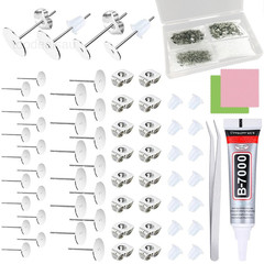 665Pcs Earring Posts with Jewelry Glue 4 mm to 6 mm, Silver