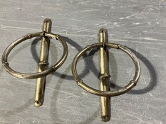 Vintage Set SILVER Metal Faux Bamboo Towel Racks Hollywood Regency 1970s Spain
