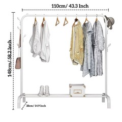 Heavy Duty Metal Clothes Rail Storage Display Stand Rack Garment Shelf Hanging