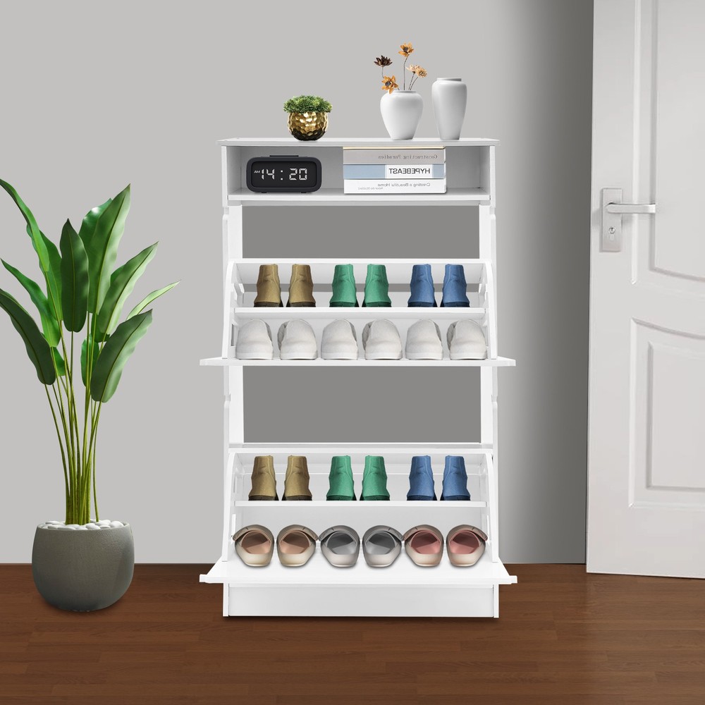 Shoe Cabinet With 2 Flip Drawers Shoe Shelves Shoe Storage Organizer Entryway