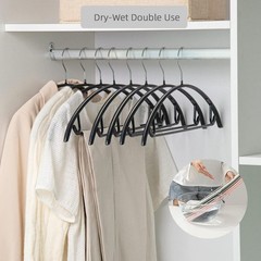 20 Pack Black PVC Coated Hangers, Non-Slip No Shoulder Bump Design
