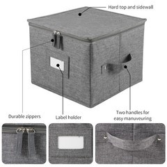 2 PCS China Storage Containers Hard Shell 10×8 Inch 24 Felt Dividers Grey