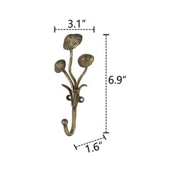 SOFFEE DESIGN 2pcs Metal Gold Coat Hooks with 3D Mushrooms Shape, for Entrywa…