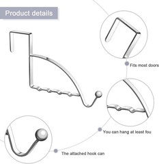 2 Pcs Over The Door Hooks Multipurpose Hanging Storage for Clothes Coats Towels