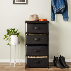 4-Tier Fabric Dresser for Closet – 16.5 X 13 X 33 In, Black – Storage Cabinet wi