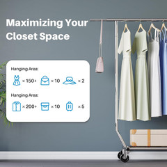 Clothes Rack, Rolling Clothing Racks for Hanging Clothes, Portable Clothes Rack