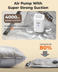 Space Saver Travel Vacuum Bags 12 Pack with Wireless Pump Set for Suitcase Home