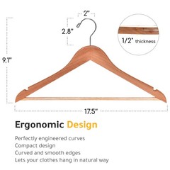 Quality Wooden Hangers – Slightly Curved Hanger Set – Solid Wood Coat Hangers…