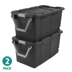 Sterilite Extra-Large Wheeled Industrial Storage Bin 40 Gal Gray, 2 Pack