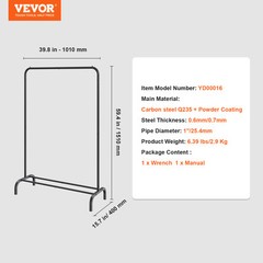 VEVOR Clothes Rack Heavy Duty Clothing Garment Rack with Hanging Rod Bedroom