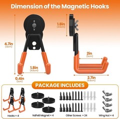 4 Pack Large Heavy Duty Magnetic Hook Extra Strong Magnetic Garage Hooks Big …
