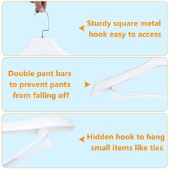 DEDU Suit Hangers for Men 10 Pack, Extra Wide Hangers Non Slip Width 17.7, White