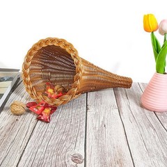 Thanksgiving Cornucopia Basket Table Centerpiece Decorative Fruit Basket for