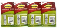 4 X Command 3M Picture Hanging Strips, 6 Medium Strips, White 4 PACKS OF 6 = 24