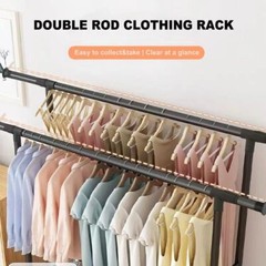 Heavy Duty Clothing Garment Rack Rolling Clothes Organizer Double Rails Hanging