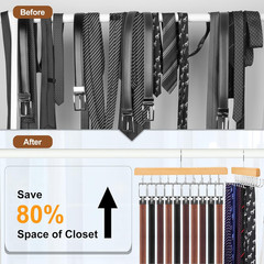 TOPIA HANGER 2 in 1 Belt Tie Hanger for Closet Max 30 Belts with 30 Ties Capacit